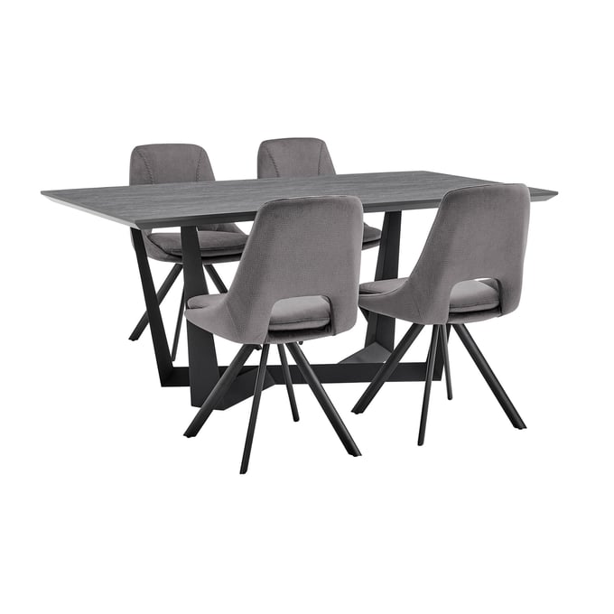 Luxur Living Jatalwadi Black Gray 5pc Dining Set LUX-SETRFDI5LEGRY