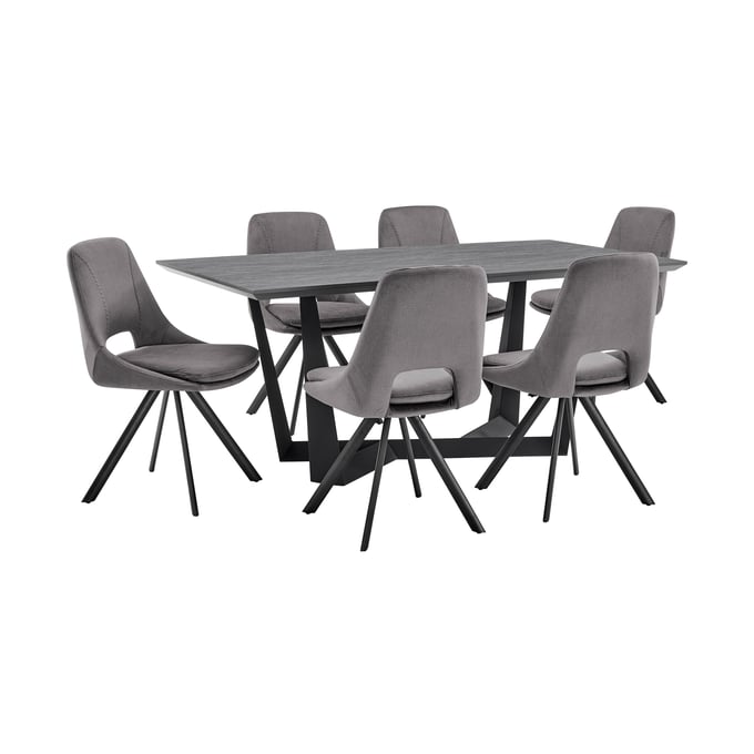 Luxur Living Jatalwadi Gray Black 7pc Dining Set LUX-SETRFDI7LEGRY