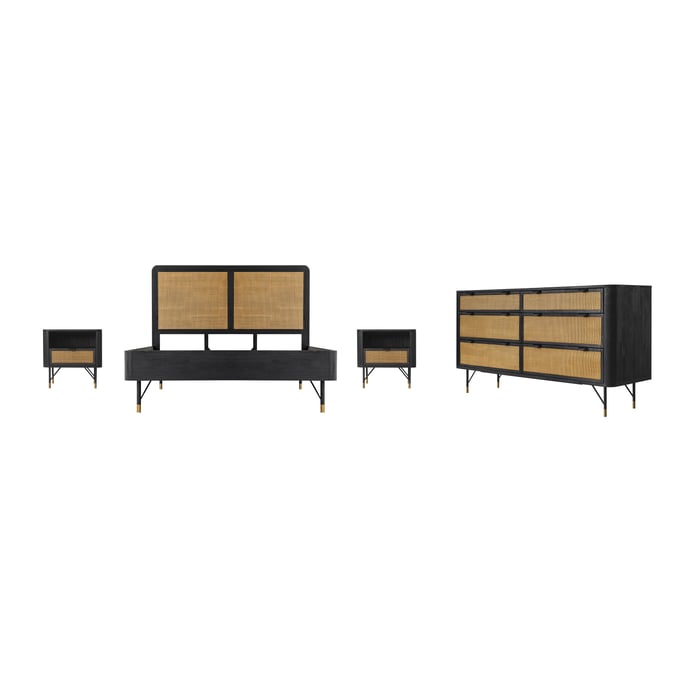 Luxur Living Kalegaon Black 4pc Queen Bedroom Set LUX-SETSRBDQN4A