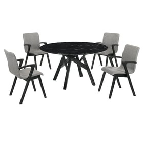 Luxur Living Khadkad Gray Black Marble Round 5pc Dining Set