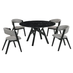 Luxur Living Khadkad Gray Black Marble 5pc Round Dining Set