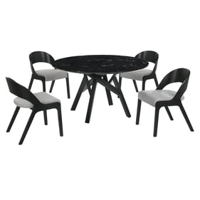 Luxur Living Khadkad Gray Black 5pc Marble Round Dining Set