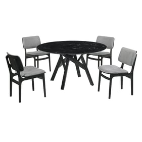 Luxur Living Khadkad Gray 5pc Black Marble Round Dining Set