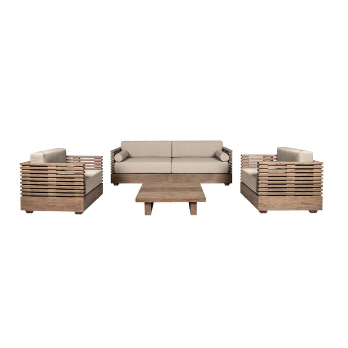 Luxur Living Khaparwadi Taupe Brown Outdoor Patio 4pc Conversation Set LUX-SETVI4EUCTP