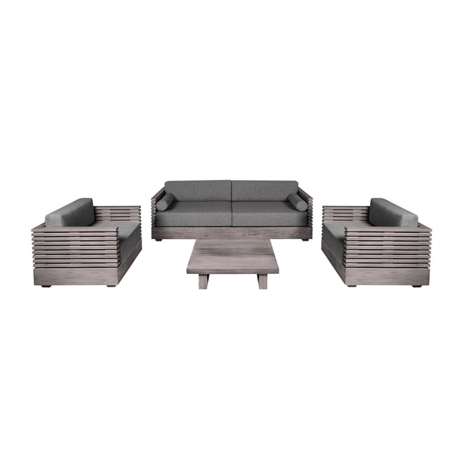 Luxur Living Khaparwadi Gray Outdoor Patio 4pc Conversation Set LUX-SETVI4GRY