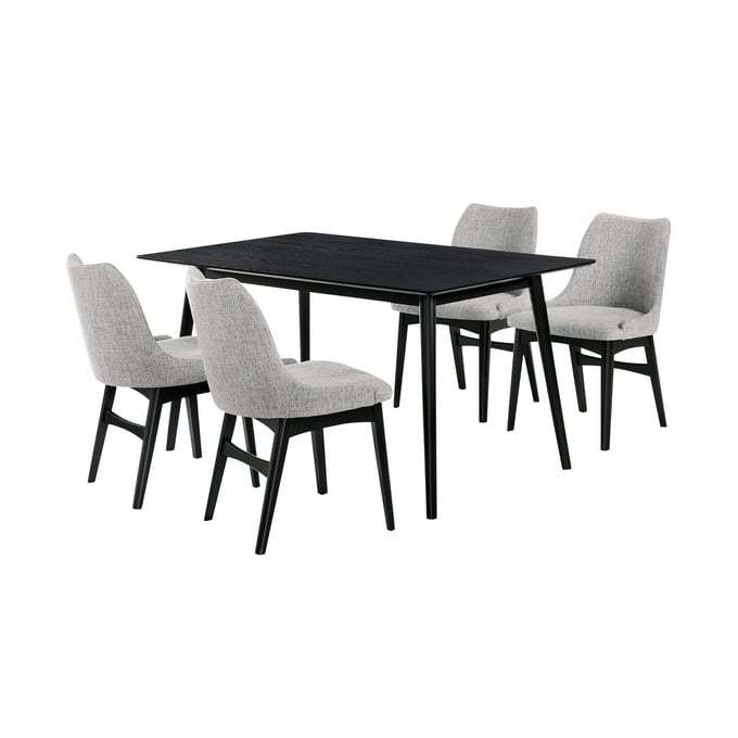 Luxur Living Khasbag Grey Black Wood 5pc Dining Set LUX-SETWEDI5AZBLGR