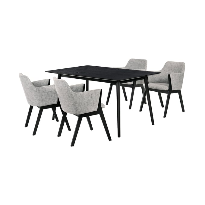 Luxur Living Khasbag Grey Black 5pc Dining Room Set LUX-SETWEDI5REBLGR