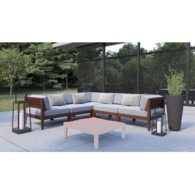 Linon Summerlyn Walnut Grey 5pc Outdoor Sectional