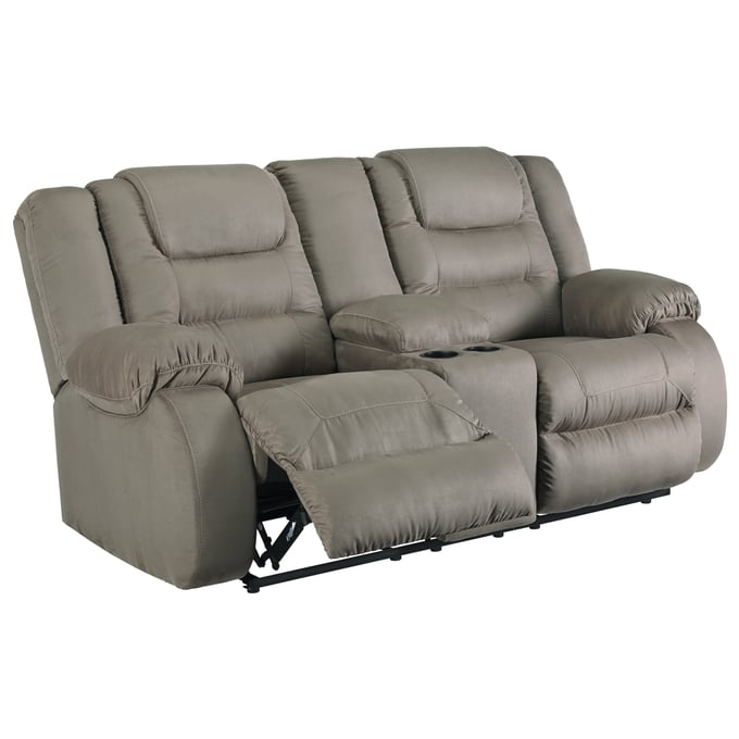 Ashley Furniture McCade Cobblestone Double Reclining Loveseat With Console 1010494