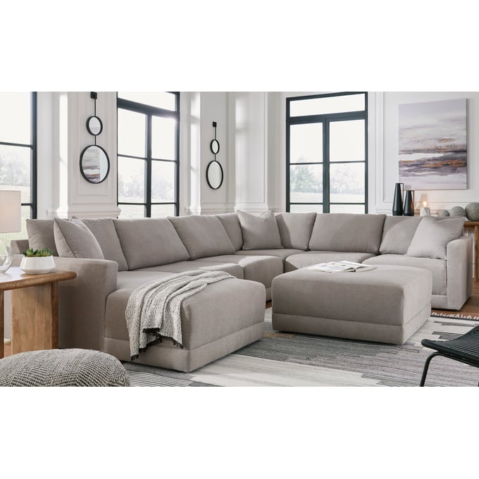 Ashley Furniture Katany Shadow 6pc RAF Sectional With Ottoman 22201S6-OT-S