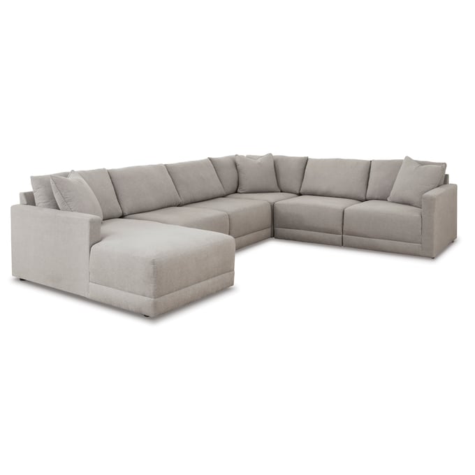 Ashley Furniture Katany Shadow 6pc Sectional With LAF Chaise 22201S6