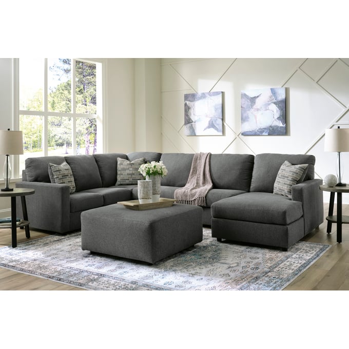 Ashley Furniture Edenfield Charcoal 3pc RAF Sectional With Ottoman 29003-SEC-OT-S2