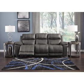 Ashley Furniture Erlangen Midnight Power Reclining Sofa With Adjustable Hea...