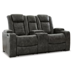 Ashley Furniture Soundcheck Storm Power Reclining Console Loveseat With Adj...