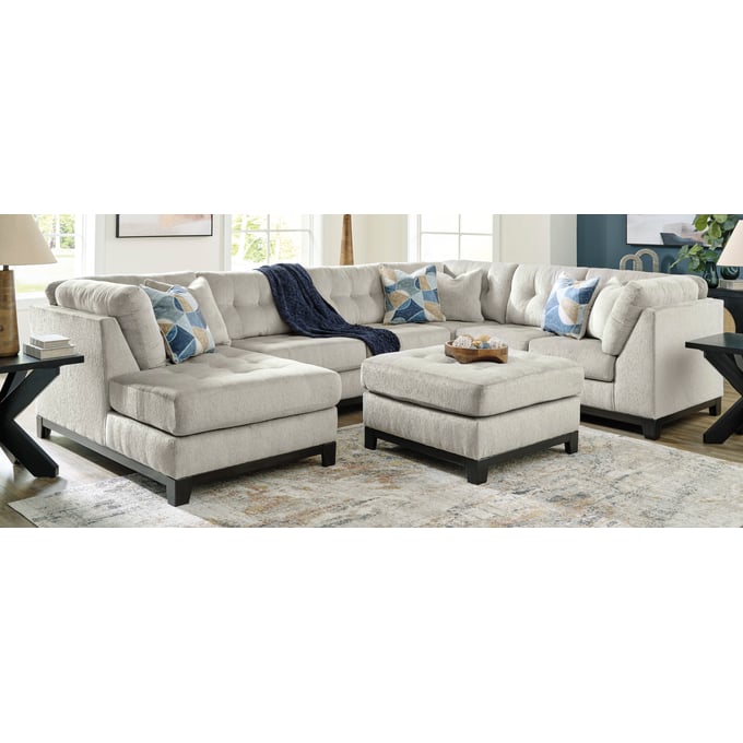 Ashley Furniture Maxon Place Stone 3pc RAF Chaise Sectional With Ottoman 33004-SEC-S1