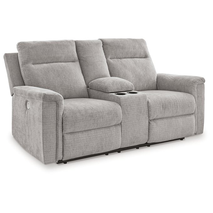 Ashley Furniture Barnsana Ash Double Reclining Power Loveseat With Console 3320196