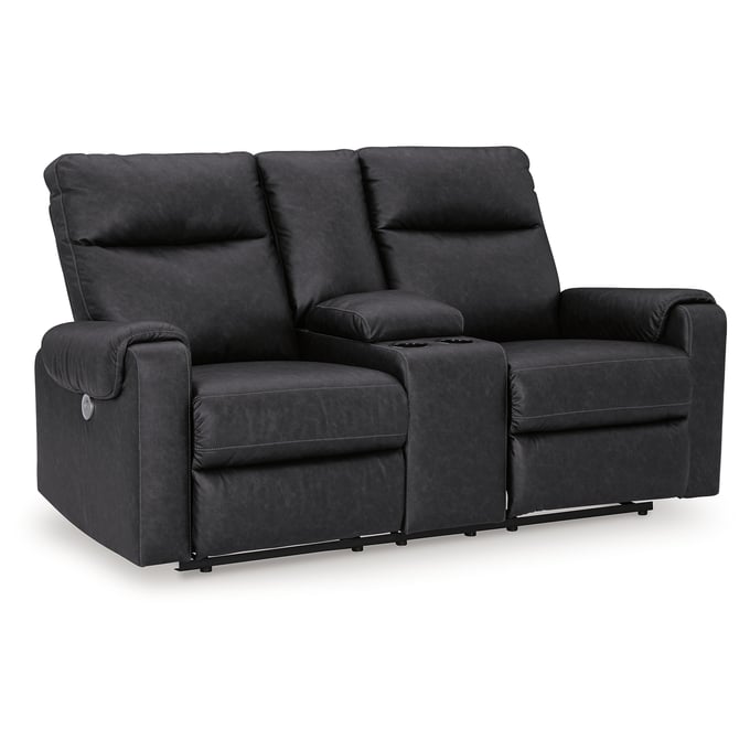 Ashley Furniture Axtellton Carbon Reclining Power Loveseat With Console 3410596