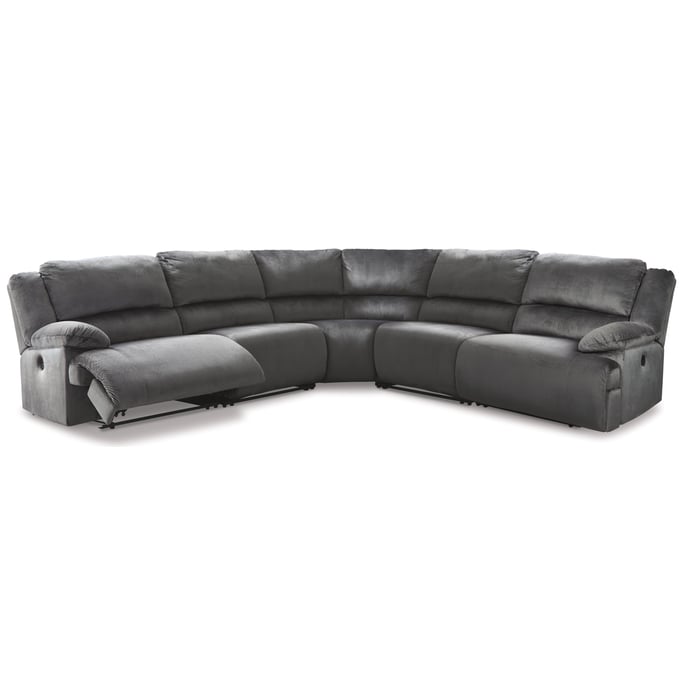 Ashley Furniture Clonmel Charcoal Fabric 5pc Reclining Sectional 36505S19