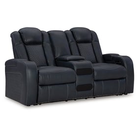 Ashley Furniture Fyne Dyme Sapphire Power Reclining Console Loveseat With A...