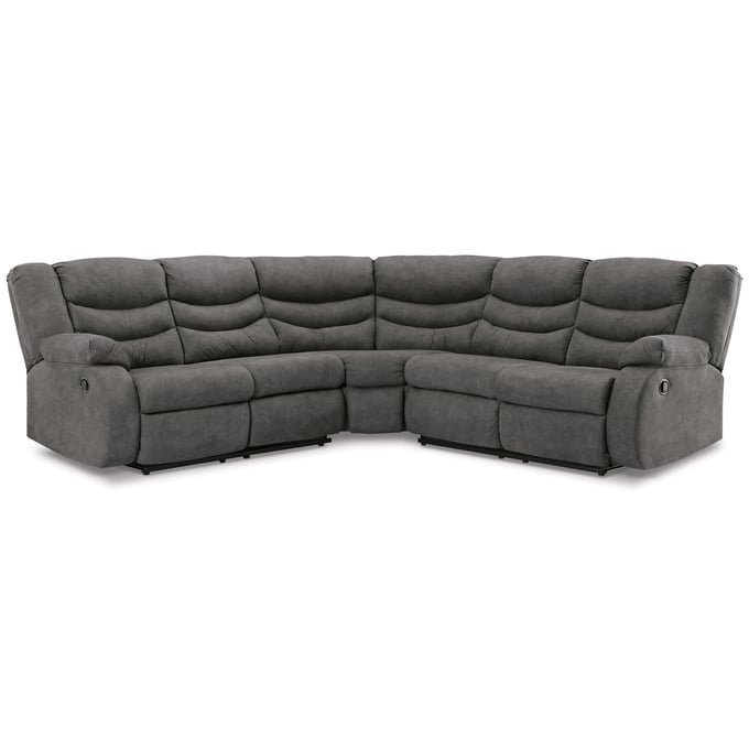 Ashley Furniture Partymate Slate Faux Leather 2pc Reclining Sectional 36903S2