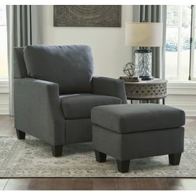 Ashley Furniture Bayonne Charcoal Chair And Ottoman Set