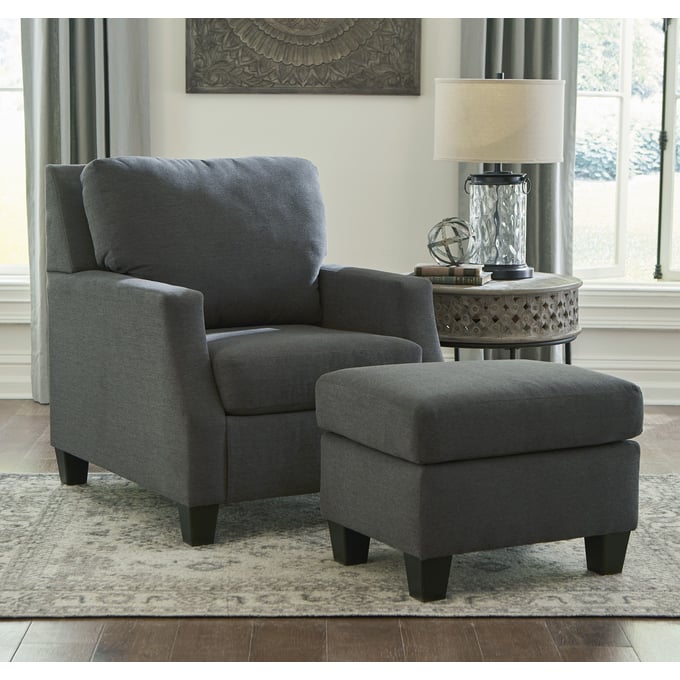 Ashley Furniture Bayonne Charcoal Chair And Ottoman Set 37801-CHOT-S1