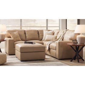 Ashley Furniture Bandon Toffee Leather 2pc Sectional With Ottoman