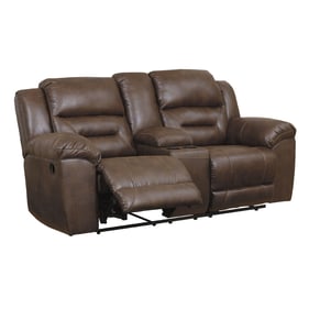 Ashley Furniture Stoneland Chocolate Double Recliner Loveseat With Console