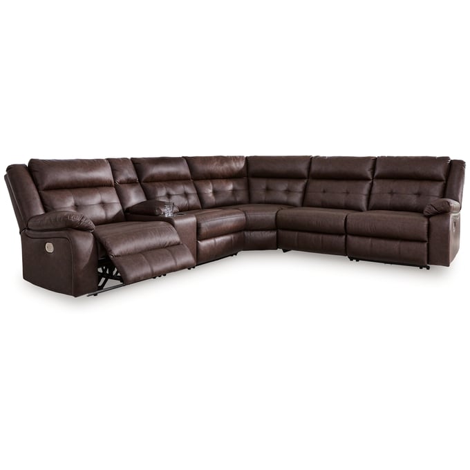 Ashley Furniture Walnut 6pc Power Reclining Sectional 42702S8