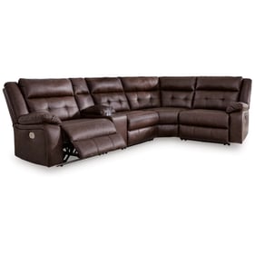 Ashley Furniture Walnut 5pc Power Reclining Sectional With Console