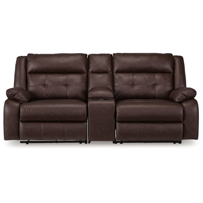 Ashley Furniture Walnut 3pc Power Reclining Loveseat With Console 42702S4