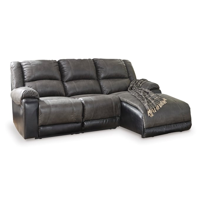 Ashley Furniture Nantahala Slate 3pc Reclining Sectional With RAF Chaise 50301S9