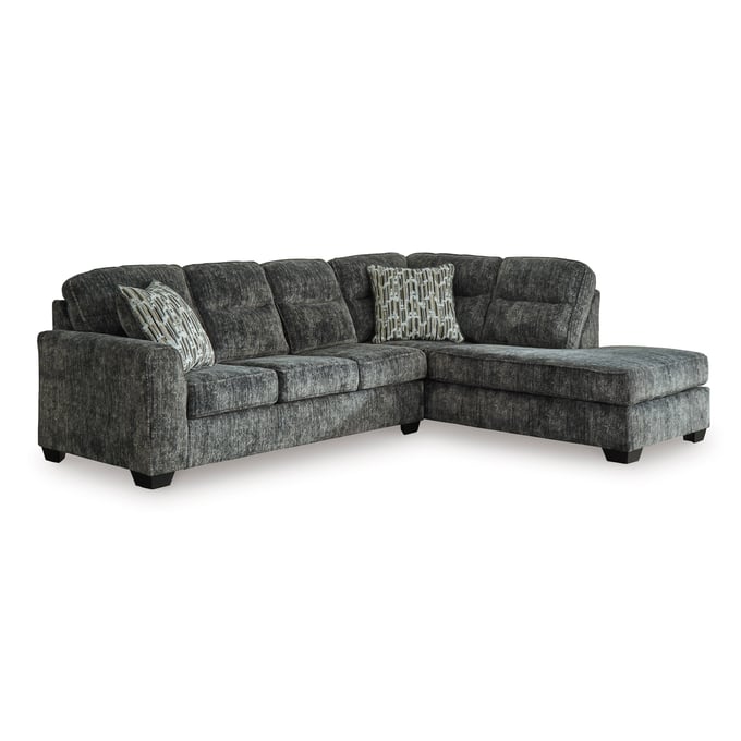 Ashley Furniture Lonoke Gunmetal 2pc Sectional With RAF Chaise 50504S2