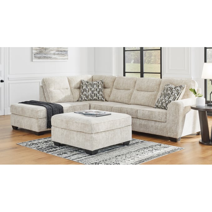 Ashley Furniture Lonoke Parchment 2pc LAF Sectional With Ottoman 50505-SEC-S1