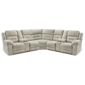 Ashley Furniture Family Den Pewter Console 3pc Power Reclining Sectional