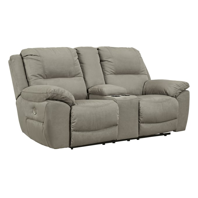 Ashley Furniture Next Gen Gaucho Putty Double Reclining Power Loveseat With Console 5420396