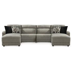 Ashley Furniture Colleyville Stone Fabric 4pc Power Reclining Sectional Wit...