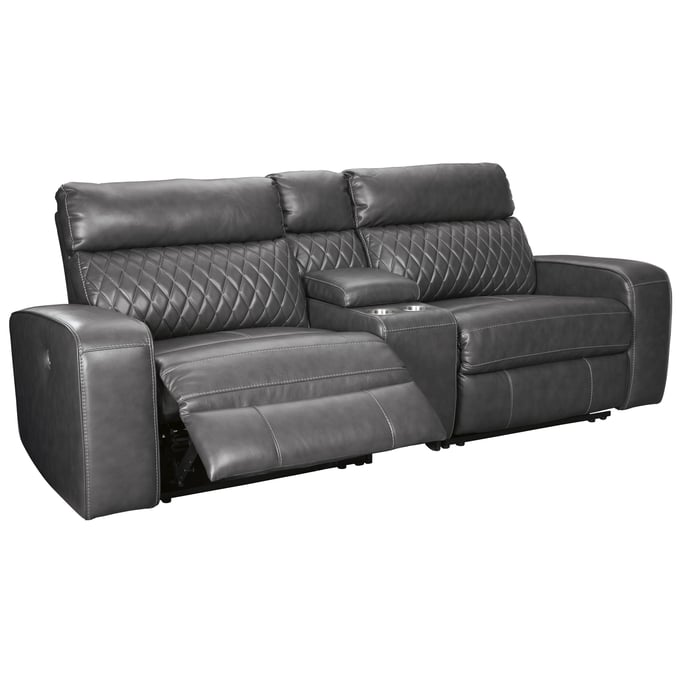 Ashley Furniture Samperstone Gray Loveseat With Console 55203S3