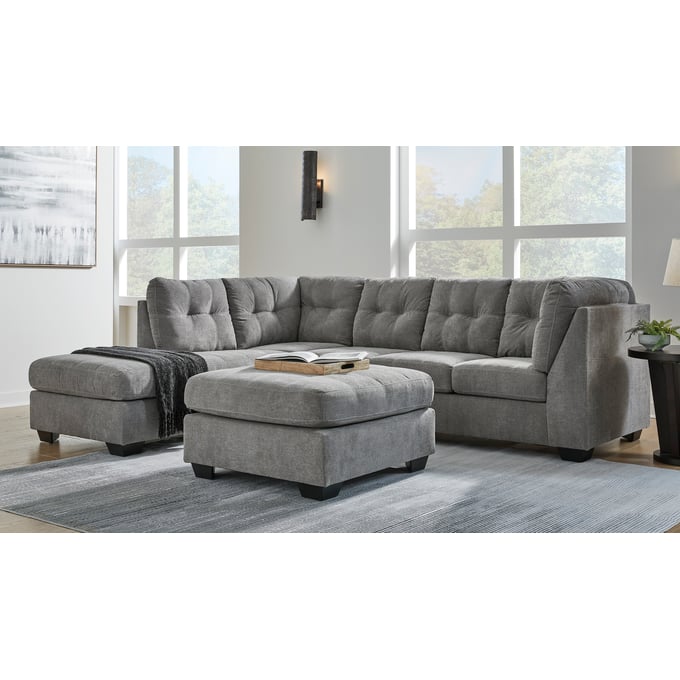 Ashley Furniture Marleton Gray 2pc LAF Sectional With Ottoman 55305-SEC-OT-S2