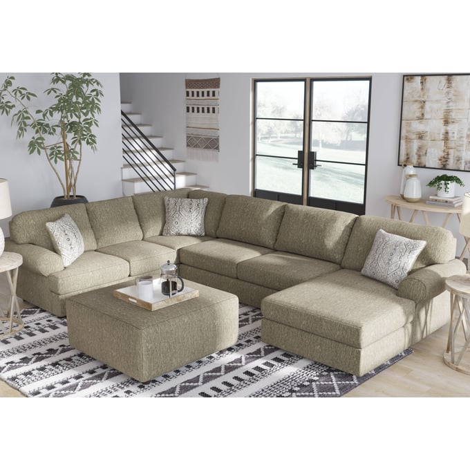 Ashley Furniture Hoylake Chocolate RAF Chaise Sectional With Ottoman 56402-SEC4