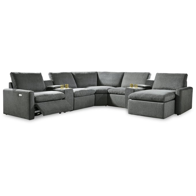 Ashley Furniture Hartsdale Granite 7pc Power Reclining Sectional 60508S12