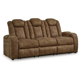 Ashley Furniture Wolfridge Brindle Power Reclining Sofa With Adjustable Hea...