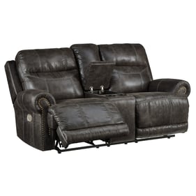 Ashley Furniture Grearview Charcoal Power Recliner Loveseat With Console An...