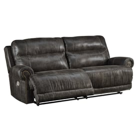 Ashley Furniture Grearview Charcoal Power Recliner Sofa With Adjustable Hea...