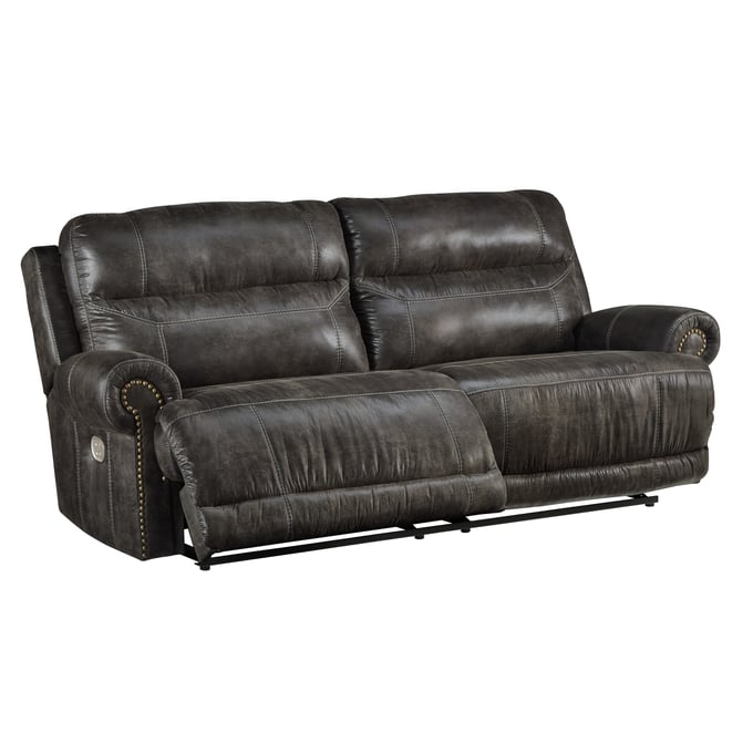 Ashley Furniture Grearview Charcoal Power Recliner Sofa With Adjustable Headrest 6500547