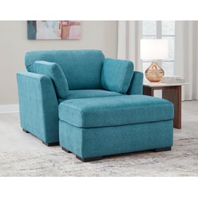 Ashley Furniture Keerwick Teal Chair And Ottoman Set