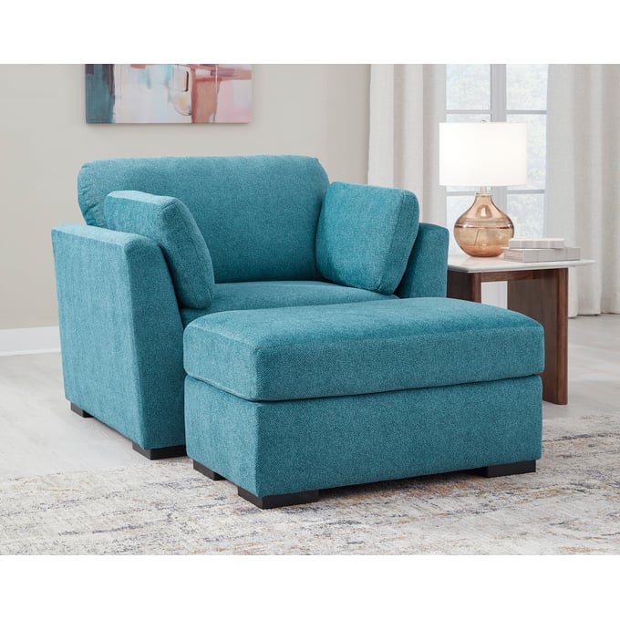 Ashley Furniture Keerwick Teal Chair And Ottoman Set 67507-CHO-S1