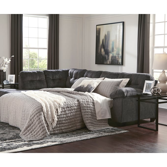 Ashley Furniture Accrington Granite Fabric 2pc Sleeper Sectional With LAF Corner Chaise 70509S2