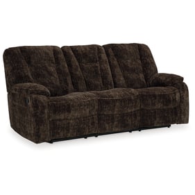 Ashley Furniture Soundwave Chocolate Reclining Sofa With Drop Down Table