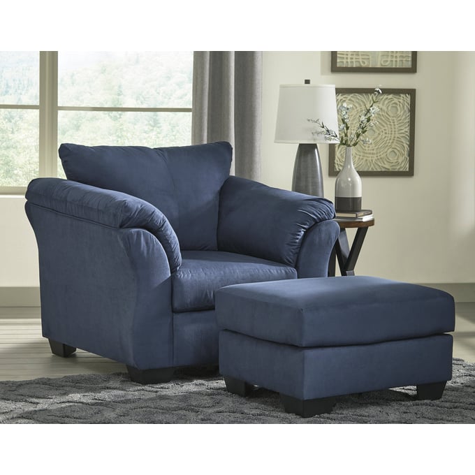 Ashley Furniture Darcy Blue Chair and Ottomans Set 75007-CHO